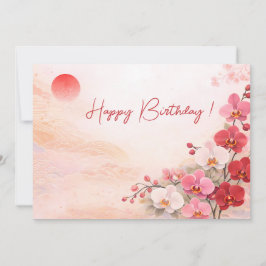 Elegant Pink Orchid Birthday Card シーズンカード