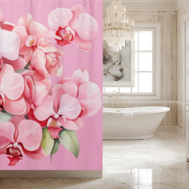 Elegant Pink Orchids Shower Curtain シャワーカーテン