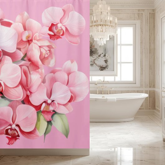 Elegant Pink Orchids Shower Curtain シャワーカーテン