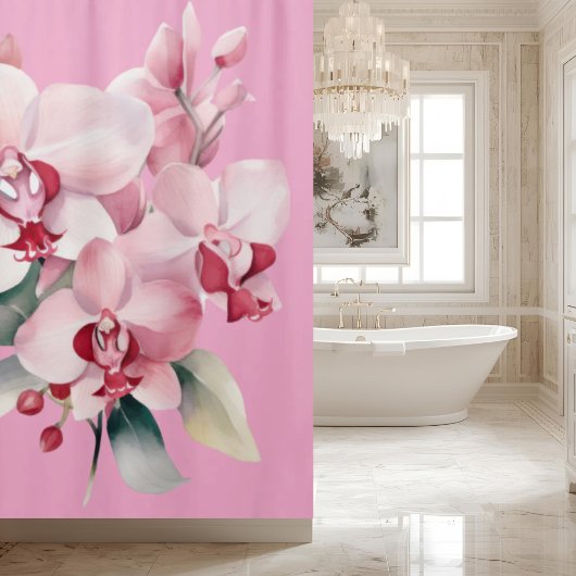 Elegant Pink Orchids Shower Curtain シャワーカーテン