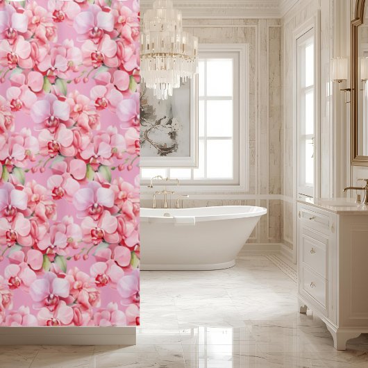 Elegant Pink Orchids Shower Curtain シャワーカーテン