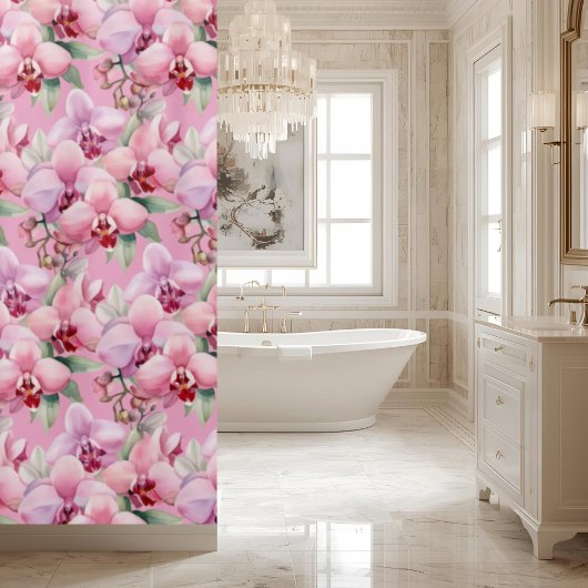 Elegant Pink Orchids Shower Curtain シャワーカーテン