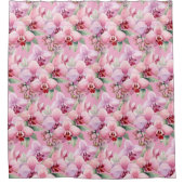 Elegant Pink Orchids Shower Curtain シャワーカーテン (正面)