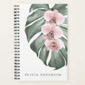 Elegant Pink Orchids Tropical Watercolor Floral プランナー手帳 (正面)