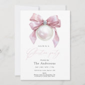 Elegant Pink Ornament Christmas Party 招待状 (正面)