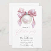 Elegant Pink Ornament Christmas Party 招待状 (正面/裏面)