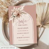 Elegant Pink Pampas Grass Wedding Save the Date 招待状