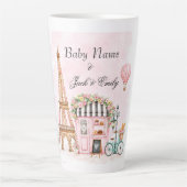 Elegant Pink Paris Eiffel Tower Large Latte Mug カフェラテマグ (正面)