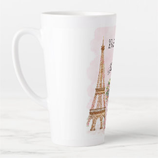 Elegant Pink Paris Eiffel Tower Large Latte Mug カフェラテマグ