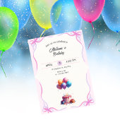 Elegant Pink Pastel Birthday 招待状