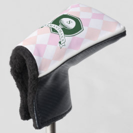 Elegant Pink Pattern Green Golfer Name Monogram ゴルフヘッドカバー