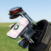 Elegant Pink Pattern Green Golfer Name Monogram ゴルフヘッドカバー (インサイチュ)