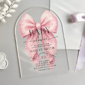 Elegant Pink Pearl Bow Baby Shower アクリル招待状