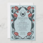 Elegant Pink Peonies Art Nouveau Graduation Party 招待状 (正面)