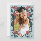 Elegant Pink Peonies Art Nouveau Graduation Party 招待状 (裏面)