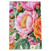 Elegant Pink Peonies Floral Gift Bag | Feminine ミディアムペーパーバッグ (正面)