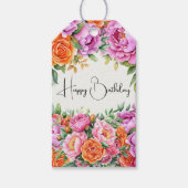 Elegant Pink Peonies Floral Gift Tag ギフトタグ (正面)