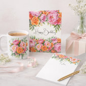 Elegant Pink Peonies Floral Happy Birthday Card カード