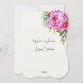 Elegant Pink Peonies Floral Happy Birthday Card シーズンカード (裏面)