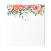 Elegant Pink Peonies Floral Notepad ノートパッド (正面)