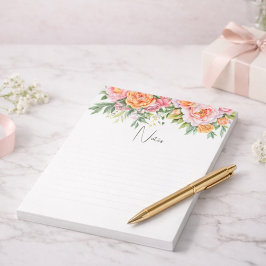 Elegant Pink Peonies Floral Notepad ノートパッド