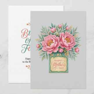 Elegant Pink Peonies Mother's Day Card - Vintage G カード
