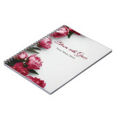 Elegant Pink Peony Bloom with Grace Personalized  ノートブック (左側)