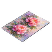 Elegant Pink Peony Blossom Art ノートブック (左側)