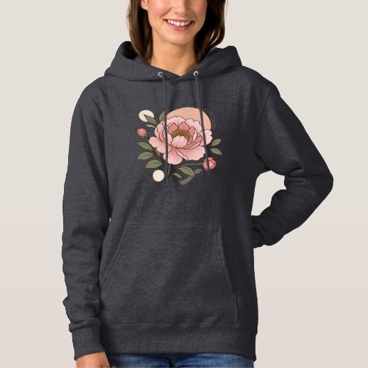 Elegant Pink Peony Botanical Art Women's Sweatshir パーカ (正面)