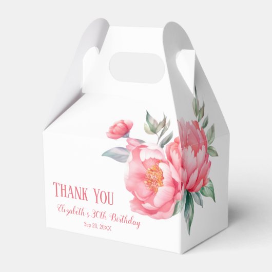 Elegant Pink Peony Botanical Birthday  フェイバーボックス (裏面サイド)