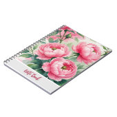 Elegant Pink Peony Floral Notebook ノートブック (左側)