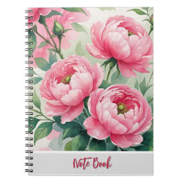 Elegant Pink Peony Floral Notebook ノートブック