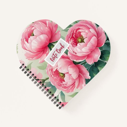Elegant Pink Peony Floral Notebook ノートブック (正面)