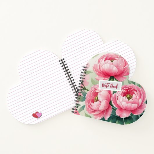 Elegant Pink Peony Floral Notebook ノートブック (内部)