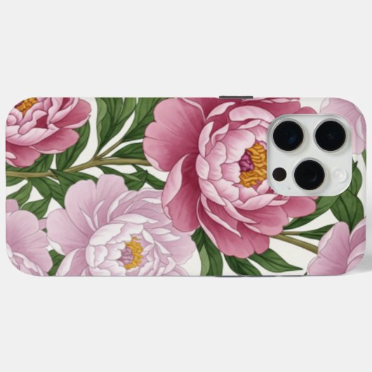 Elegant Pink Peony Floral Phone Case Case-Mate iPhoneケース (裏面 (横))