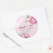 Elegant Pink Peony Thank You ラウンドシール (封筒)