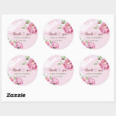 Elegant Pink Peony Thank You ラウンドシール (シート)