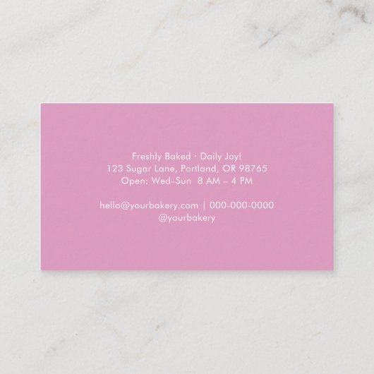 Elegant Pink Piping Bag Bakery 名刺 (裏面)