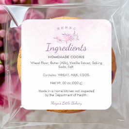 Elegant Pink Piping Bag Bakery Ingredient Product スクエアシール