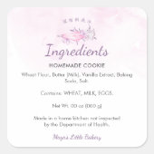 Elegant Pink Piping Bag Bakery Ingredient Product スクエアシール (正面)