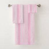 Elegant Pink Plaid Towels Soft Modern Bathroom バスタオルセット (インサイチュ)
