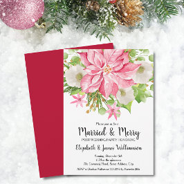 Elegant Pink Poinsettia Christmas Wedding Brunch 招待状