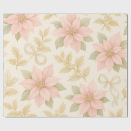 Elegant Pink Poinsettia Christmas Wrapping Paper ラッピングペーパー