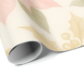 Elegant Pink Poinsettia Christmas Wrapping Paper ラッピングペーパー (ロールコーナー)
