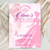 Elegant Pink Princess Quinceañera Invitation
