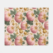 Elegant Pink Pumpkins Autumn Design フリースブランケット (正面(横))