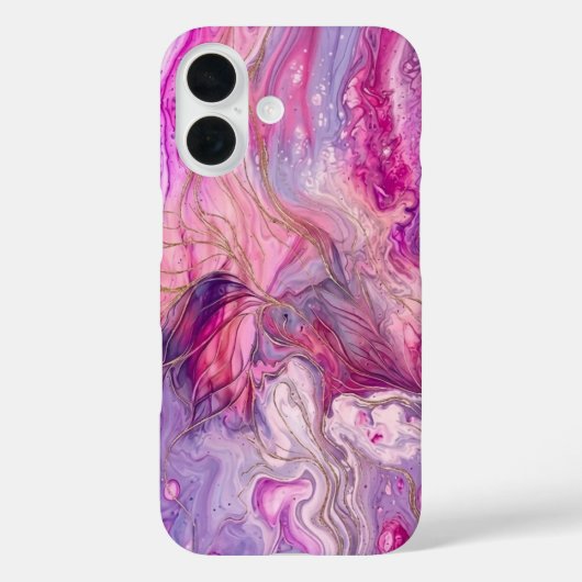 Elegant Pink & Purple Alcohol Ink Gold Glitter Cas Case-Mate iPhoneケース (裏面)