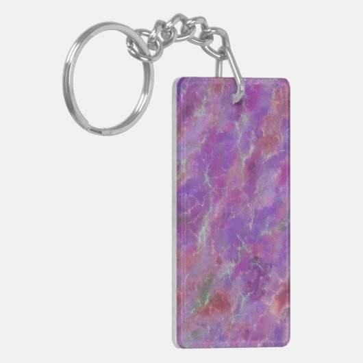 Elegant Pink, Purple, and Silver Marble Pattern キーホルダー (正面左)