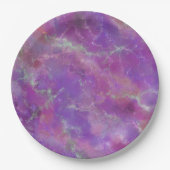 Elegant pink, purple and silver Marble Pattern ペーパープレート (正面)