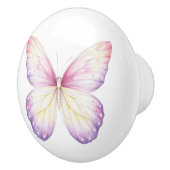 Elegant Pink Purple Butterfly Pretty Drawer Knob セラミックノブ (右)